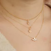 Breloque ronde 4.5 mm avec oxyde de zirconium - Plaqué or 3 microns - Crystal x1