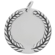 Pendentif médaille couronne de laurier 20 mm avec anneau fermé - Argent 925 x1