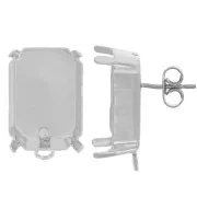 Clous d'oreilles rectangles sertis PureCrystal 4627 18x13 mm - Rhodié x2