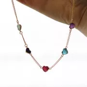 Intercalaire coeur 15x8 mm en pierre gemme - Doré à l'or fin - Onyx noir x1