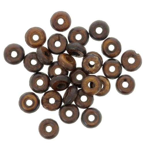 Perles rondelles Heishi 5x2 mm en os teinté - Marron foncé x100