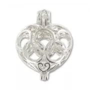 Breloque coeur décoré ouvrable 19 mm argenté x1