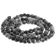 Perles rondes facettées 4 mm pierre gemme  - Obsidienne mouchetée x36cm|raw }}