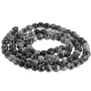 Perles rondes facettées 4 mm pierre gemme  - Obsidienne mouchetée x36cm