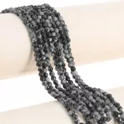 Perles rondes facettées 4 mm pierre gemme  - Obsidienne mouchetée x36cm