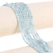 Perles rondes facettées 4 mm pierre gemme - Aigue-Marine x38cm