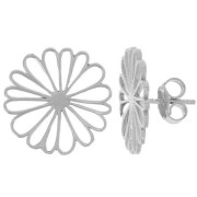 Boucles d'oreilles fleur évidée 20 mm - Placage Argent fin x2