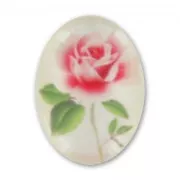 Cabochon fleuri 18x13 mm Ivoire x1