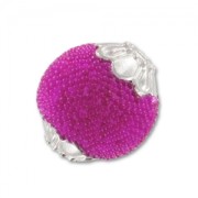 Perle ronde incrustée de perles avec coupelles 15 mm Fuchsia x1