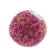 Perle ronde incrustée de perles 14 mm Fuchsia/Doré x1|raw }}