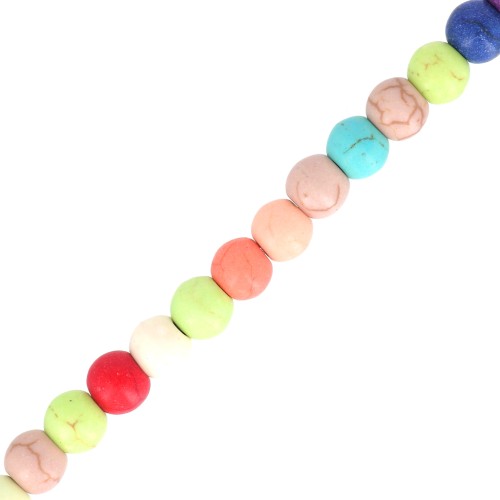 Assortiment de perles rondes imitation Howlite teintées 6 mm Multicolore