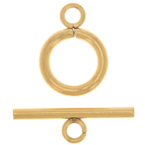 Fermoir T pour bracelet ou collier 12mm - Acier inoxydable 304L Doré x1