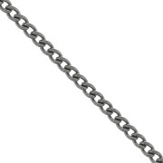 Chaîne maille Gourmette limée 3 mm - Argent 925 rhodié noir x20cm