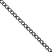 Chaîne maille Gourmette limée 3 mm - Argent 925 rhodié noir x20cm