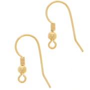 Crochets d'oreilles boule 16.5 mm - Argent 925 Doré à l'or fin x2