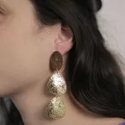 Clous d'oreilles ovales 25x16 mm effet martelé - Doré à l'or fin x2