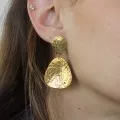 Clous d'oreilles gouttes 18x14 mm effet martelé - Doré à l'or fin x2