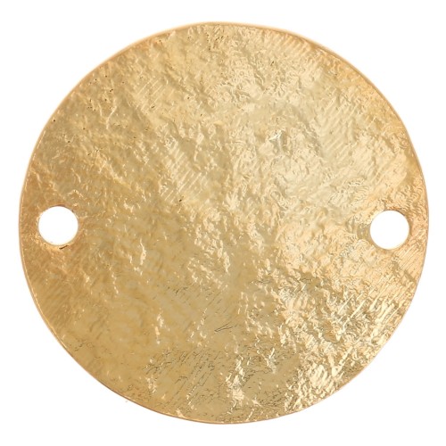 Intercalaire rond 15 mm effet martelé - Doré à l'or fin x1