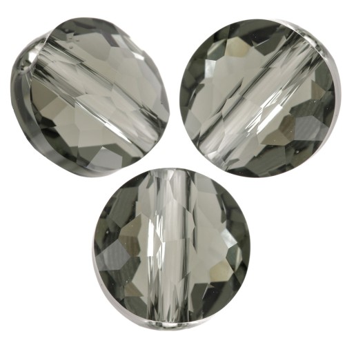 Perles rondes plates - 6 mm - Thin Round  PureCrystal 5034 - Black Diamond x6