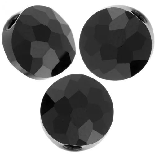 Perles rondes plates - 6 mm - Thin Round  PureCrystal 5034 - Jet x6
