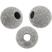 Perles Rondes diamantées 6 mm en Argent 925 plaqué rhodium Gris x5
