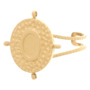 Bague ovale réglable avec 4 anneaux pour cabochon 6x4 mm - Acier inox 304L Doré x1