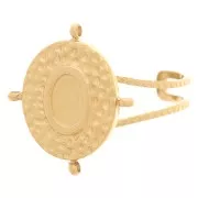 Bague ovale réglable avec 4 anneaux pour cabochon 6x4 mm - Acier inox 304L Doré x1