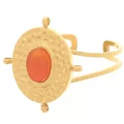 Bague ovale réglable avec 4 anneaux pour cabochon 6x4 mm - Acier inox 304L Doré x1