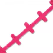Perle Croix imitation Howlite teintée 30 mm Rose Fluo x1