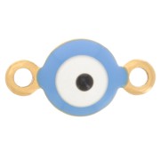 Intercalaire rond 6 mm avec résine époxy motif oeil bleu - Acier inox 304L Doré x1|raw }}