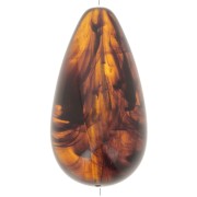 Perle poire en résine translucide 30x16 mm - Ambre marbré x1