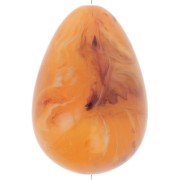 Perle poire en résine translucide 31x22 mm - Abricot marbré x1|raw }}