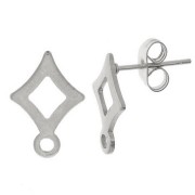 Clous d'oreilles losange avec anneau fermé 14x10 mm - Acier inoxydable 304 x2