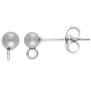 Clous d'oreilles boule 4 mm avec anneau ouvert - Acier inoxydable 304 x2