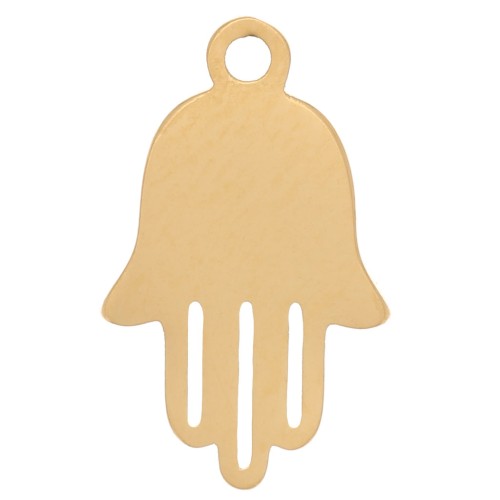 Breloques main de Fatma 12.5x7.5 mm - Acier inoxydable 316L Doré x4