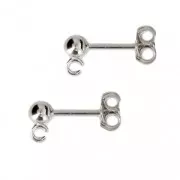 Clous d'oreilles boule 3 mm avec anneau ouvert - Argent 925 x2