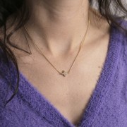 Intercalaire fleur 10x14 mm avec oxydes de Zirconium - Doré à l'or fin - Crystal