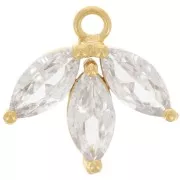 Breloque pétales 14 mm en oxydes de Zirconium - Doré à l'or fin - Crystal x1