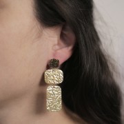 Pendentifs rectangles martelés 27x17 mm - Acier inoxydable 316L Doré x2