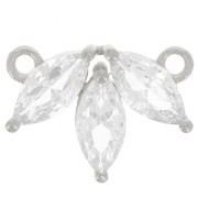 Intercalaire pétales 11x14.5 mm en oxydes de Zirconium - Argent 925 - Crystal x1|raw }}