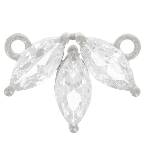 Intercalaire pétales 11x14.5 mm en oxydes de Zirconium - Argent 925 - Crystal x1