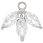 Breloque pétales 14 mm en oxydes de Zirconium - Argent 925 - Crystal x1