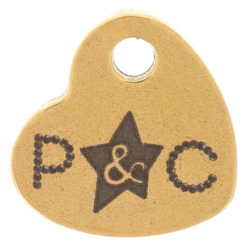 Breloques personnalisées coeur 7x8 mm - Logo simple - Acier inox 304 Doré x100