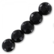 Perles Rondes facettées 10 mm en pierre gemme Onyx Noir x5|raw }}
