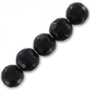 Perles Rondes facettées 6 mm en pierre gemme Onyx Noir x15|raw }}
