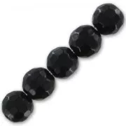 Perles Rondes facettées 6 mm en pierre gemme Onyx Noir x15