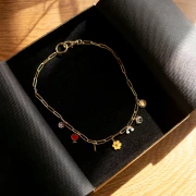 Boite écrin bijoux fantaisie pour collier en carton 13.5x18x3.5 cm - Doré x1