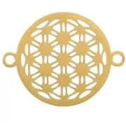 Intercalaire rond ajouré 17 mm motif Fleur de vie - Acier inoxydable 316L Doré x1