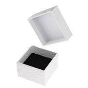 Boite écrin bijoux fantaisie pour bague en carton 5x5x3.5 cm - Blanc x1