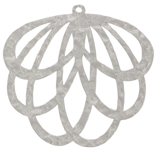 Pendentif feuille ajouré texturé 29x30 mm - Acier inoxydable 316L x1